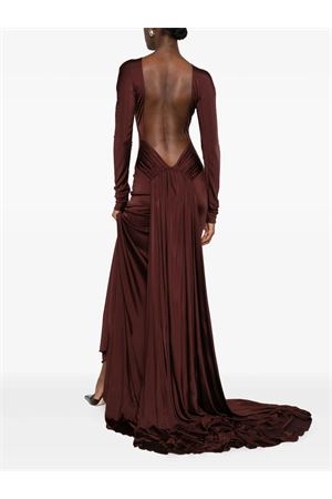 Gather Detail And Open Back Gown DAVID KOMA | PF25DK07DLBURGUNDY